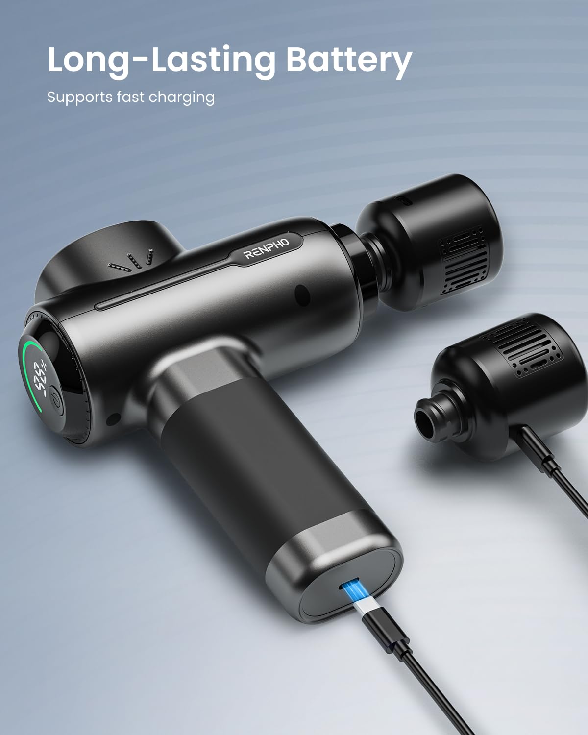 RENPHO Active+ Thermacool Massage Gun with Heat & Cold, Fathers Day Dad Gifts, App Control with Video-Guided Courses, Deep Tissue Handheld Massager for Back and Neck, 5 Speeds, 5 Heads, Carry Case