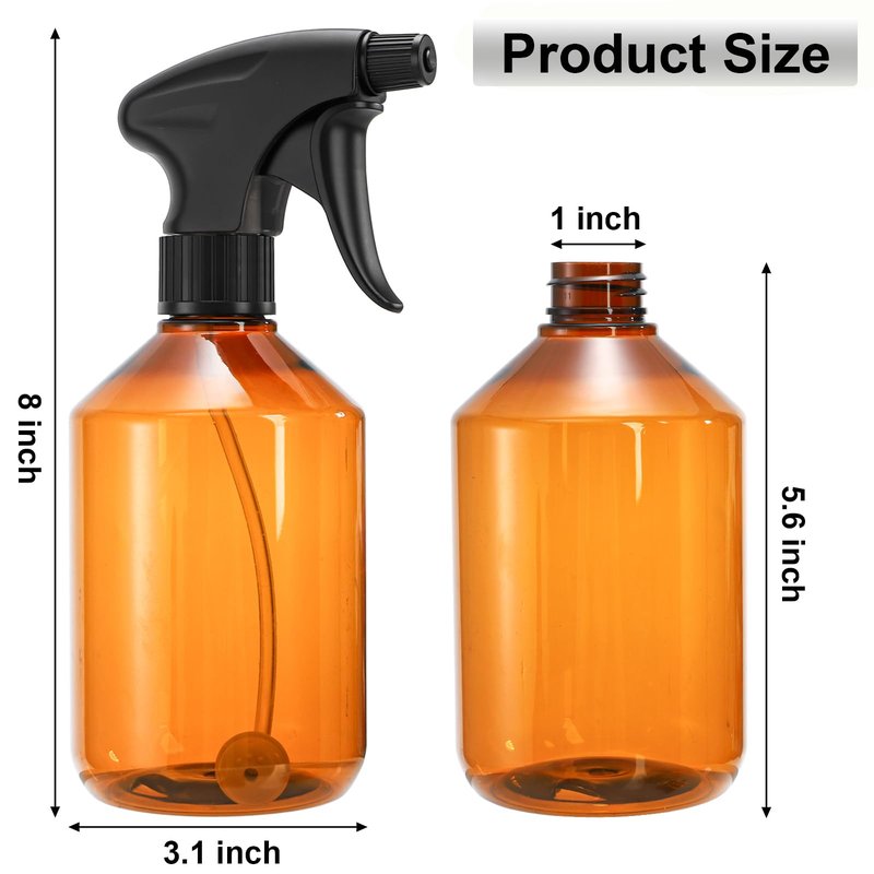 Bekith 6 Pack 360° Plastic Spray Bottles, 17oz/510ml Empty Refillable Containers, Upside Down Fine Mist Spray Bottle with Adjustable Nozzle for Cleaning, Cooking, Hair, Plant