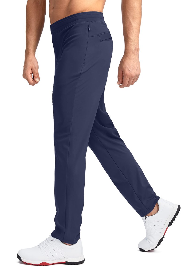 Pudolla Men's Golf Pants Stretch Sweatpants with Zipper Pockets Slim Fit Work Casual Joggers Pants for Men (Navy Small)