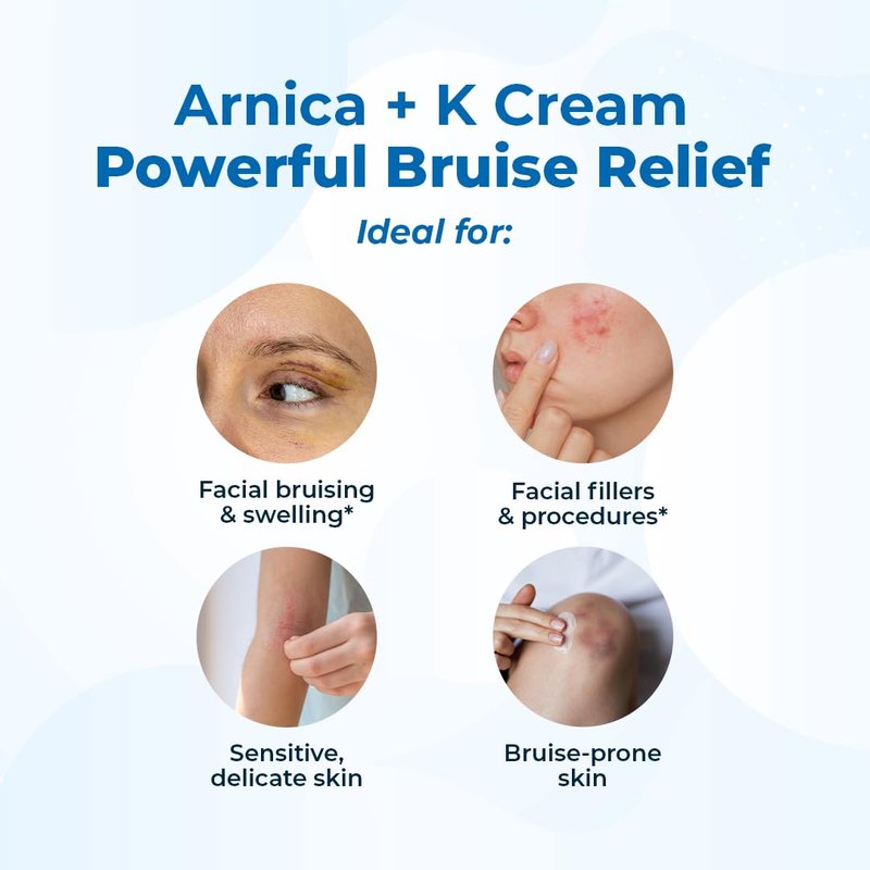 VitaMedica Arnica + Vitamin K Cream for Face & Under-Eye, Lightweight Sensitive-Skin Formula, 0.5 oz