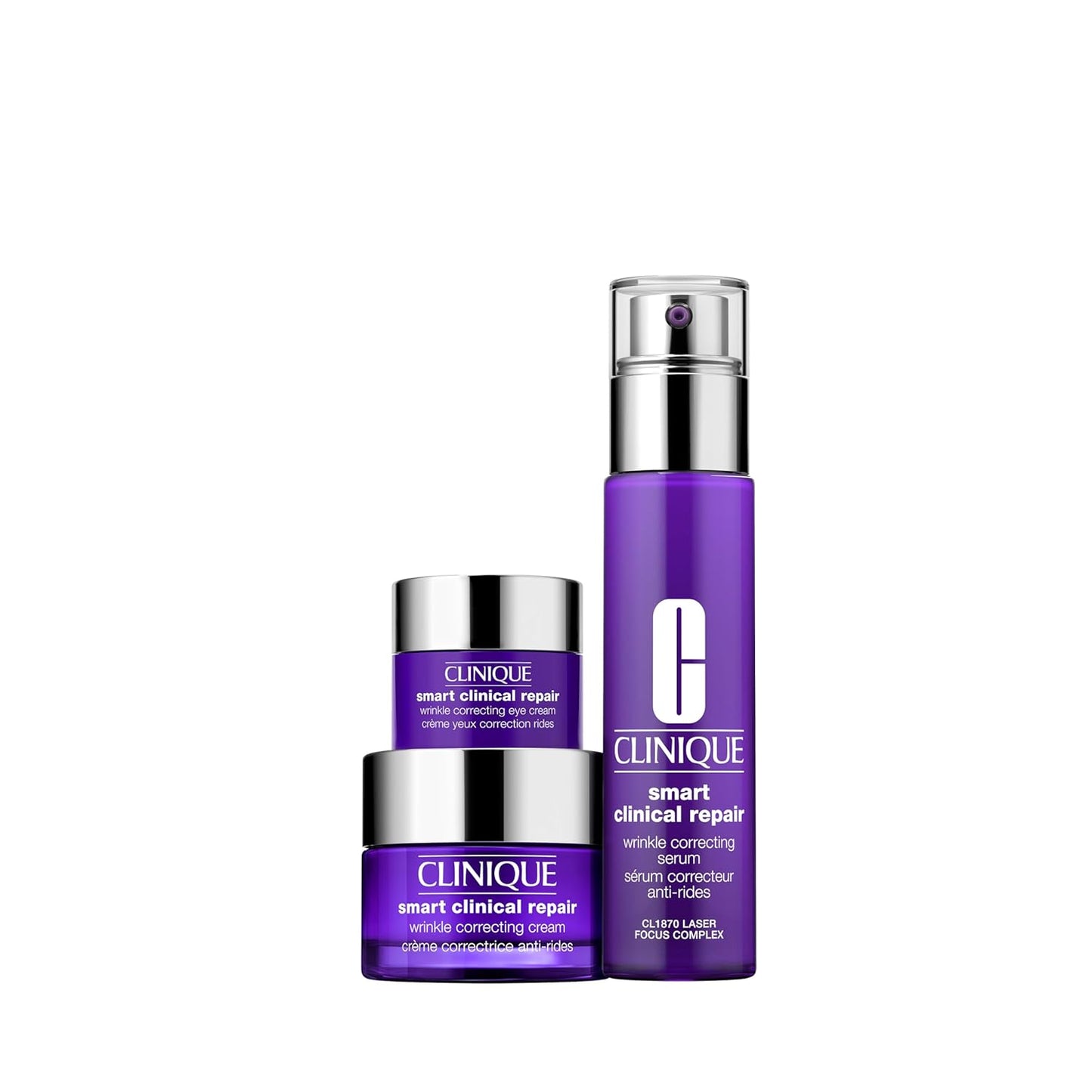 Clinique Smart Clinical Repair Gift Set - Anti-Aging Face Serum, Eye Cream & Wrinkle Cream | 3 Travel Size Essentials