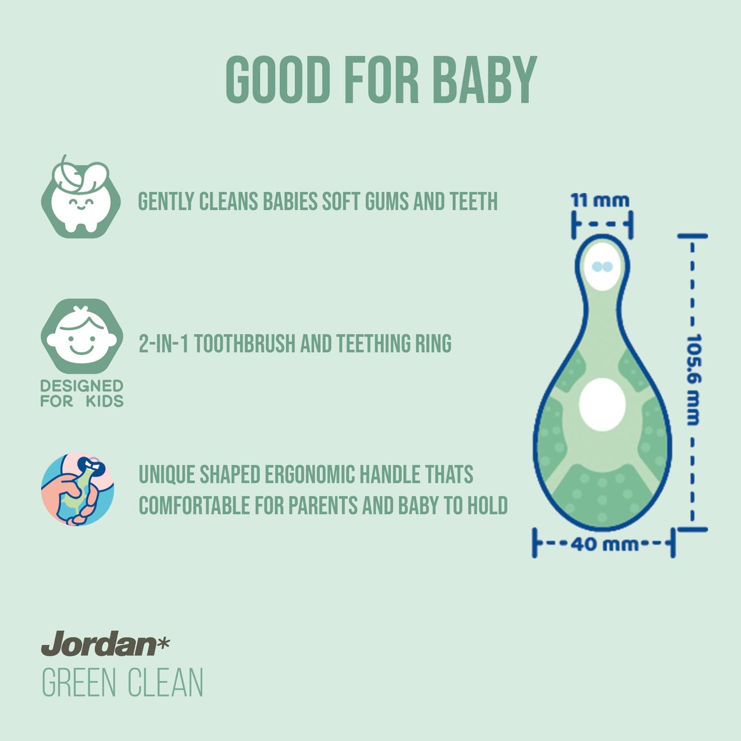 Jordan* ® | Step 1 Green Clean Toddler Toothbrush | Pack 3 Units | Manual