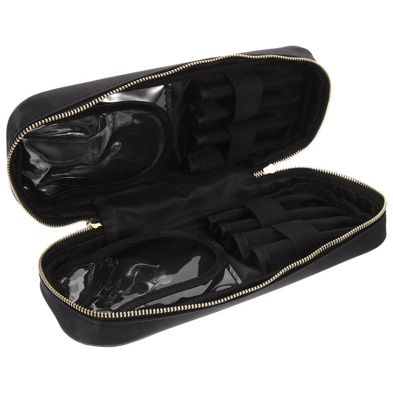 FOMIYES Portable Makeup Brush Bag Travel Makeup Brush Pouch Zipper Makeup Brush Storage Bag Black, 24.00X10.00X5.50CM, 1320H184KK