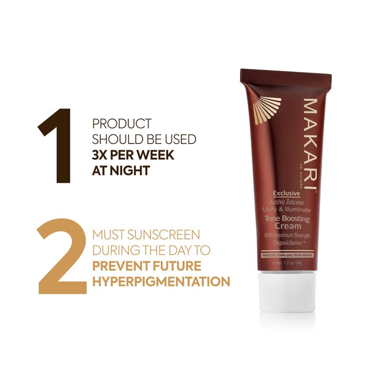 MAKARI Exclusive Active Intense Tone Boosting Face Cream (1.7 oz) | Skin-Brightening Facial Cream | Moisturizes and Softens | Smoothens Fine Lines & Wrinkles | For Dry, Normal, and Maturing Skin