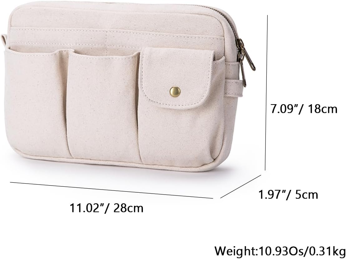 Cosmetic Storage Bag - Cute Travel Makeup Organizer | Pure Cotton Canvas, Zip-Up Design, Hanging Option