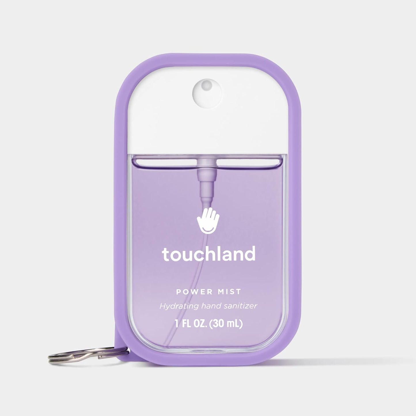 Touchland Hand Sanitizer Mist Case 1FL. OZ., Protective and Stylish Hand Sanitizer Spray Accessory, Silicone Case with Keyring, Icy White