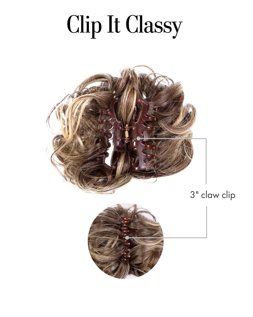 Kim Kimble Clip It Classy Curly Updo Hairpiece With 3" Claw Clip by Hairuwear, MC4/35SS Sangria
