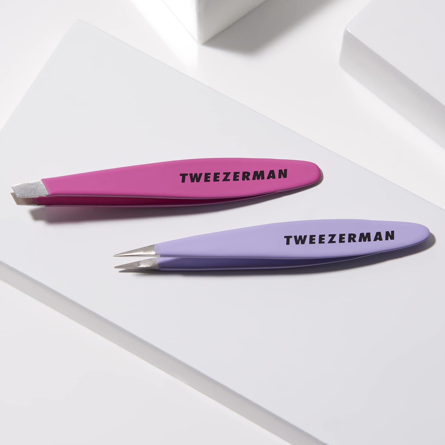 Tweezerman Mini Slant & Point Tip Tweezer Set - For Eyebrows, Travel