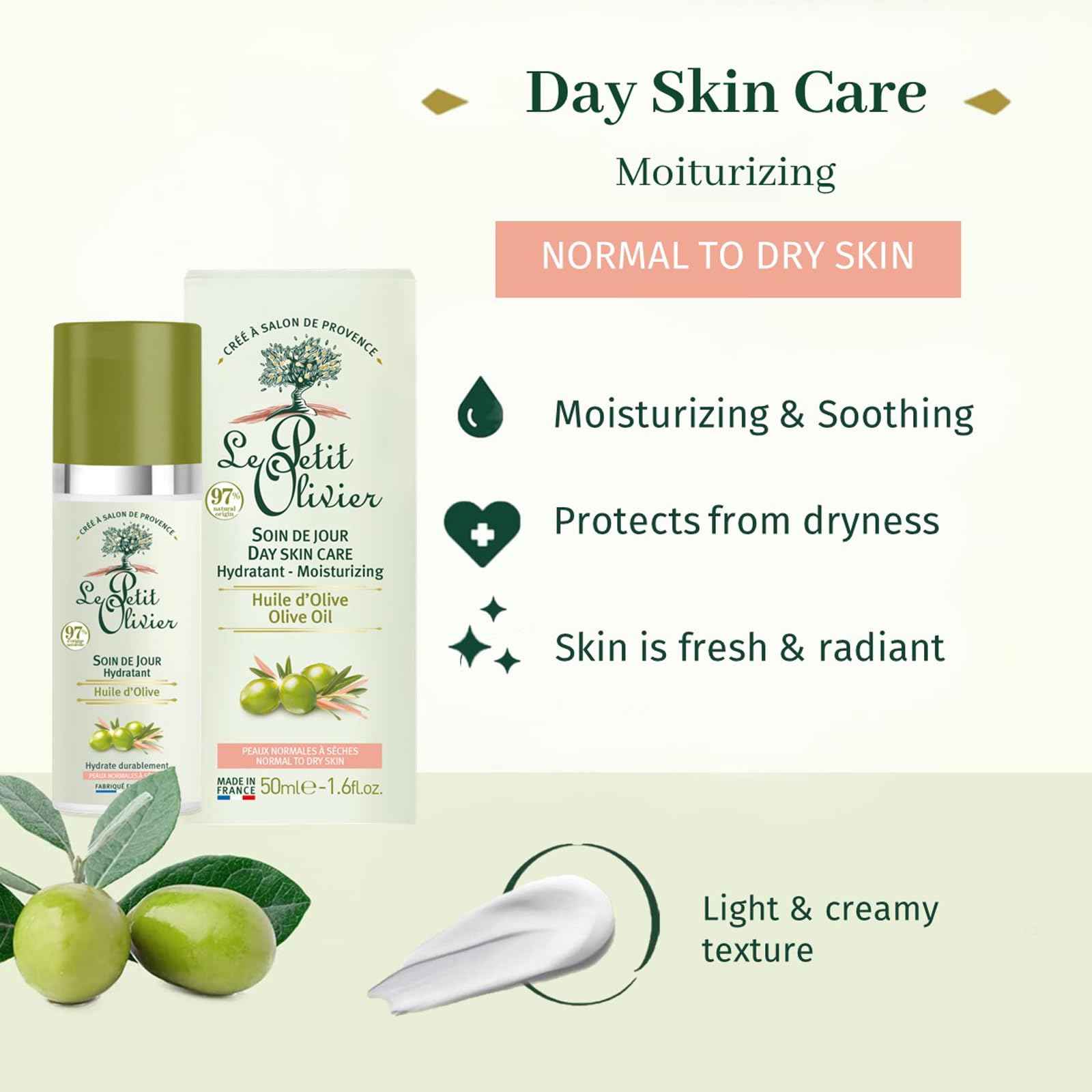 Le Petit Olivier Day Skin Care Moisturizing for Women - 1.6 oz Moisturizer