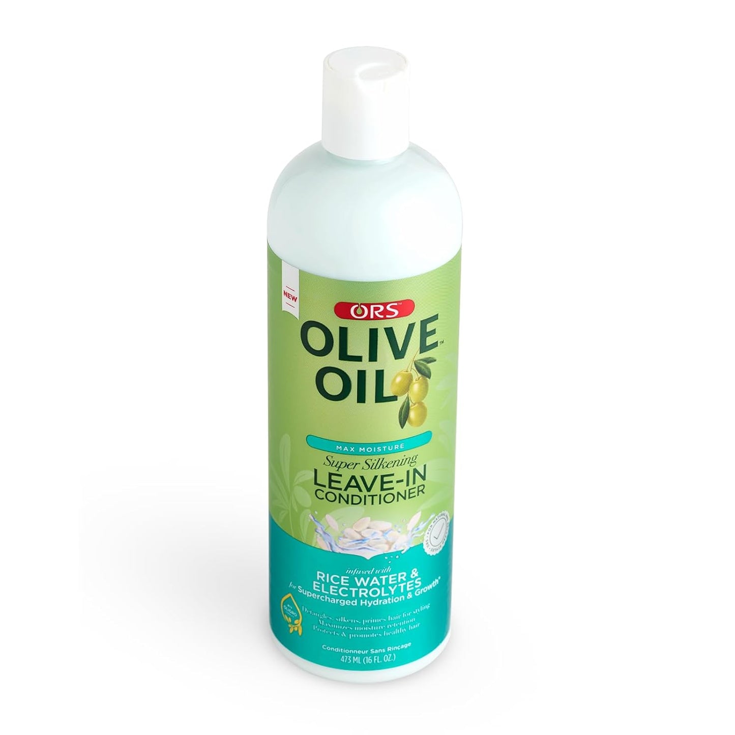 ORS Olive Oil Leave-In Conditioner - Max Moisture with Rice Water & Electrolytes | 16 oz (Pack of 4)