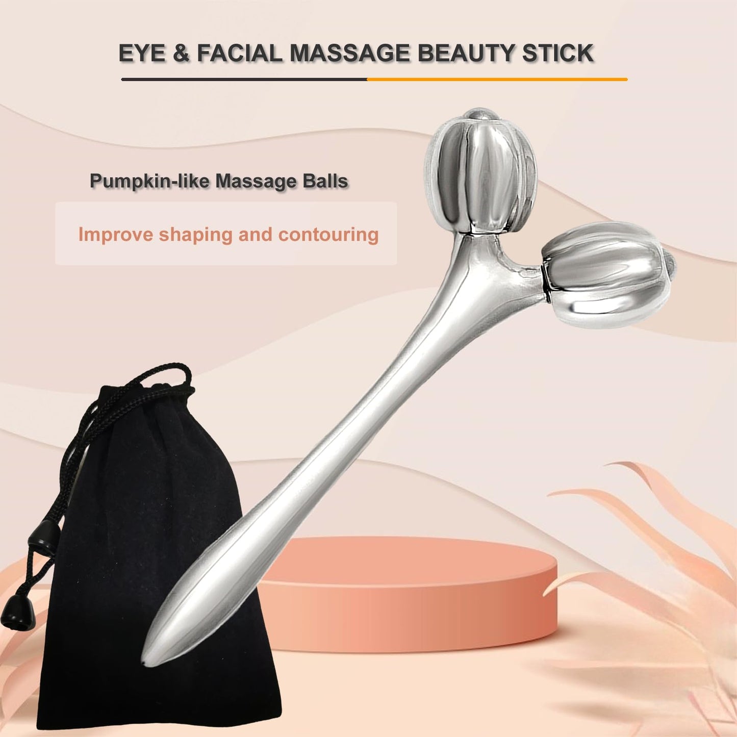 Hysotok Face & Body Roller Massager - Guasha Tool for Face, Neck & Eyes, Stainless Steel, Chin Lift, Skin Tightening (Silver White)