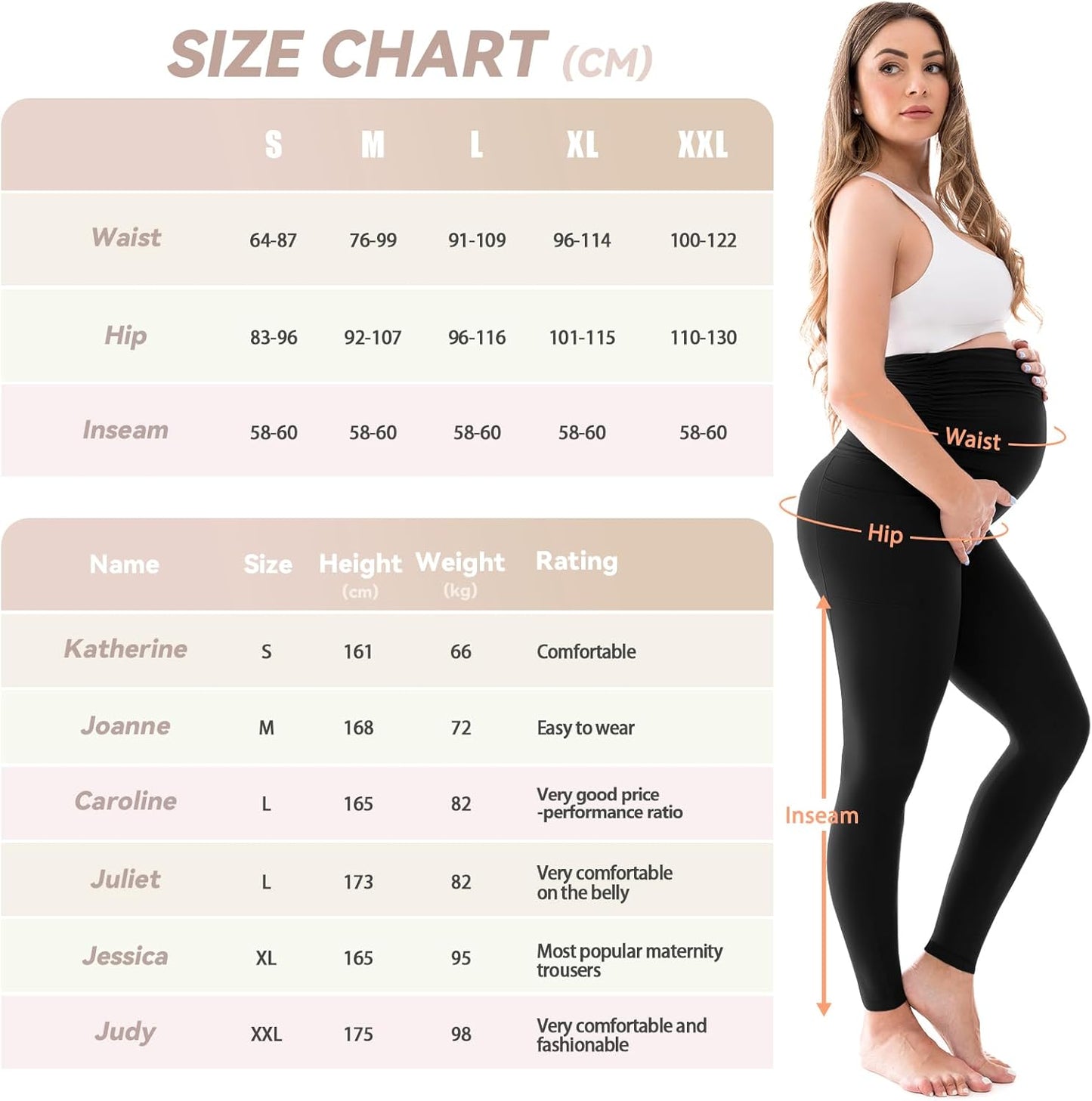Women's Maternity Leggings with Pockets - Over The Belly Pregnancy Yoga Pants | Activewear Workout Leggings