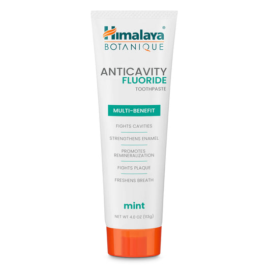 Himalaya Botanique Anticavity Fluoride Toothpaste, Fluoride with Multi-Benefit Support, Fights Cavities, Strengthens Enamel, Promotes Remineralization, Mint Flavor, 4 oz.