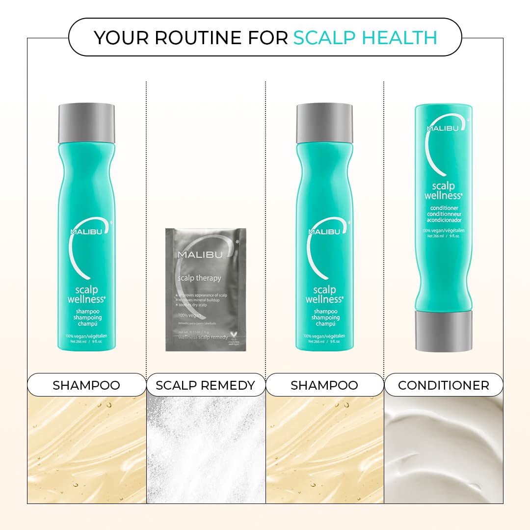 Malibu C Scalp Therapy Wellness Remedy – Dry Scalp Treatment to Soothe and Moisturize Dry Skin with Vitamin C and Zinc Gluconate – Restores Manageability (3 Packets)