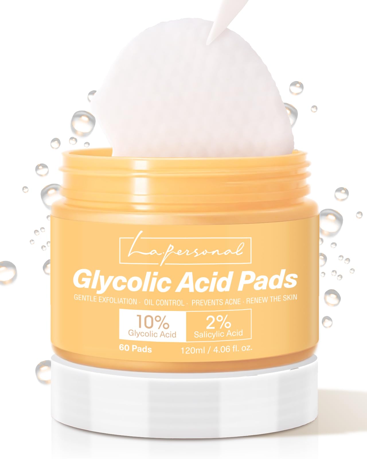 Glycolic Acid Pads, Gentle Resurfacing Exfoliates & Cleans Pores 60 Pads