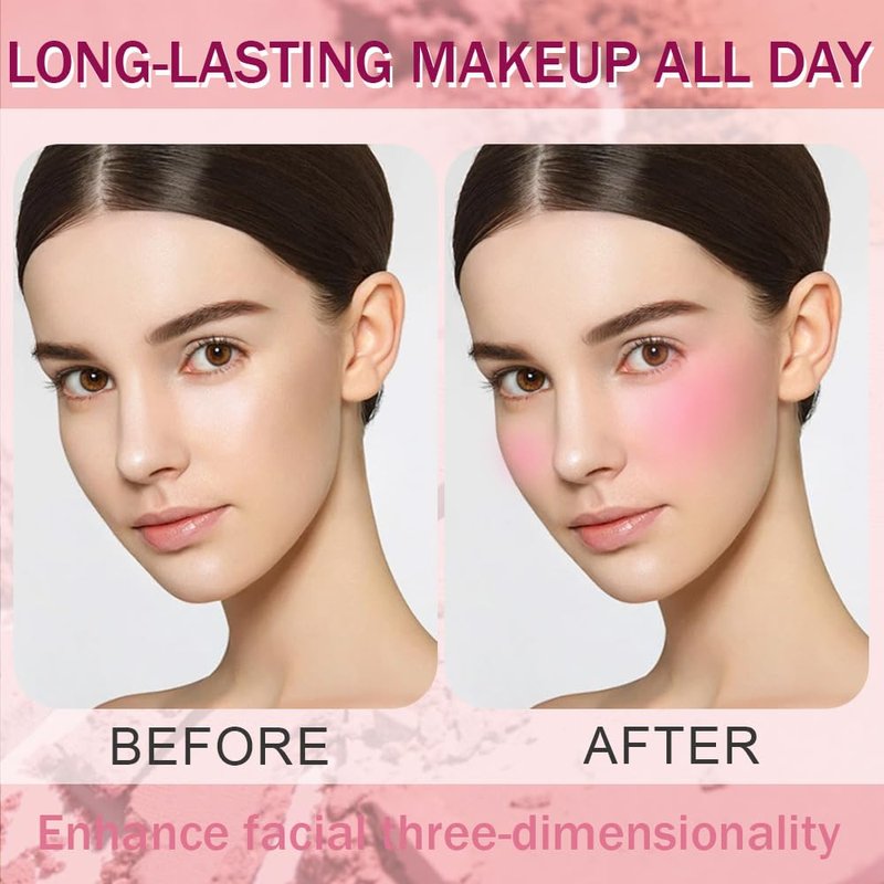HHLTOH Matte Powder Blush for Cheeks – Long Lasting Natural Face Blusher Makeup, Lightweight Blendable Cheek Color for Women, Vegan & Cruelty-Free – #01 Pale Pink