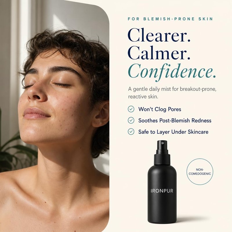 Hypochlorous Acid Spray (HOCl) – Facial Mist & Skin Cleanser for Face & Body – Daily Spray for Sensitive, Irritated Skin – Helps Calm Redness & Neutralize Odor – Alcohol & Fragrance-Free – 8 oz