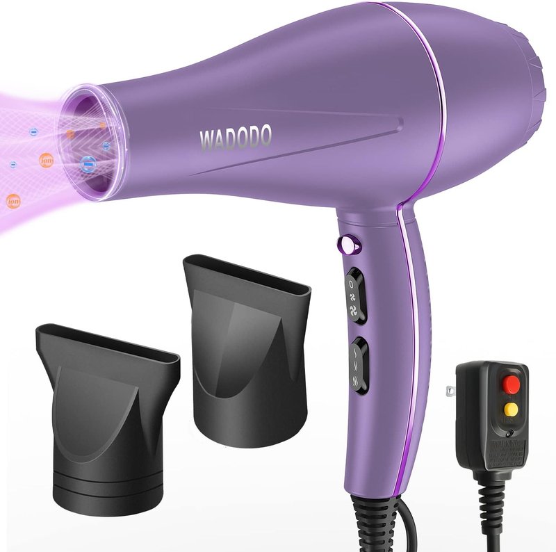 Ionic Hair Dryer - 2200W Professional Blow Dryer for Fast Drying | Low Noise, Travel-Friendly, Curly Hair Care (Purple)