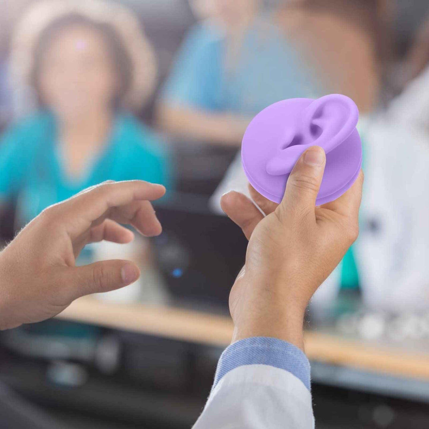 ARTIBETTER 2pcs Silicone Ear Models for Piercing Practice, Jewelry Display, Teaching, Sketching, Simulation Human Ear Models (Purple)