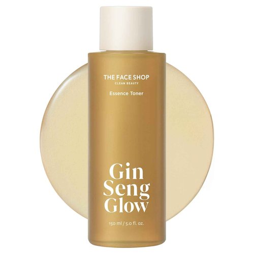The Face Shop Ginseng Glow Essence Toner - Improves Skin Elasticity, Glowy Finish, for Dull & Dry Skin, with Korean Ginseng, Anti Aging, Korean Skincare, 150ml / 5.0 fl. oz.