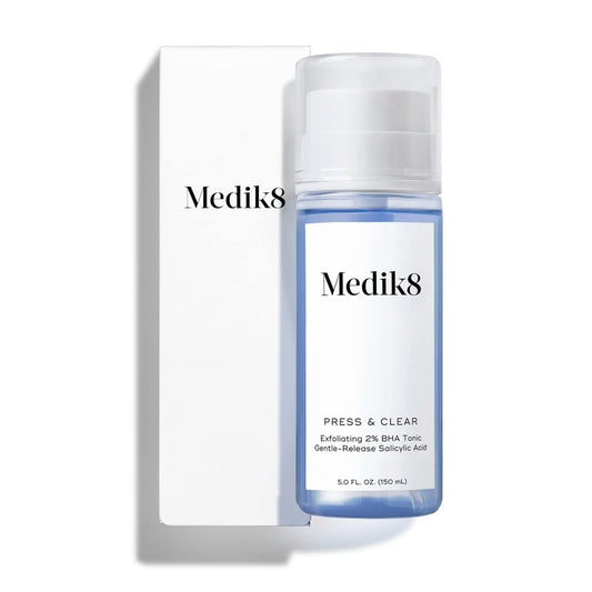 Medik8 Press and Clear - Clarifying Facial Tonic - Exfoliating BHA Face Toner for Women and Men - Gentle-Release Salicylic Acid Face Tonic - 5 oz
