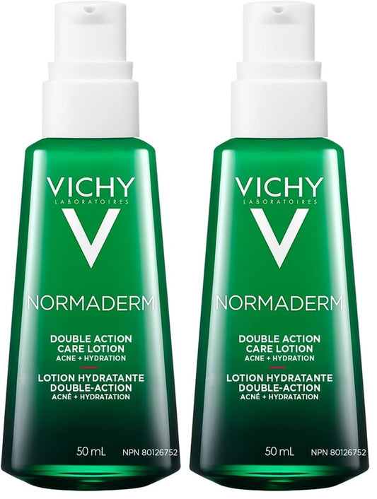 VICHY Normaderm Acne Control Daily Moisturizer,Oil Free Acne Moisturizer For Face,Max Strength 2% Salicylic Acid + Hyaluronic Acid +Vitamin C,Targets Blackheads, Blemishes & Enlarged Pores(Pack of 2)