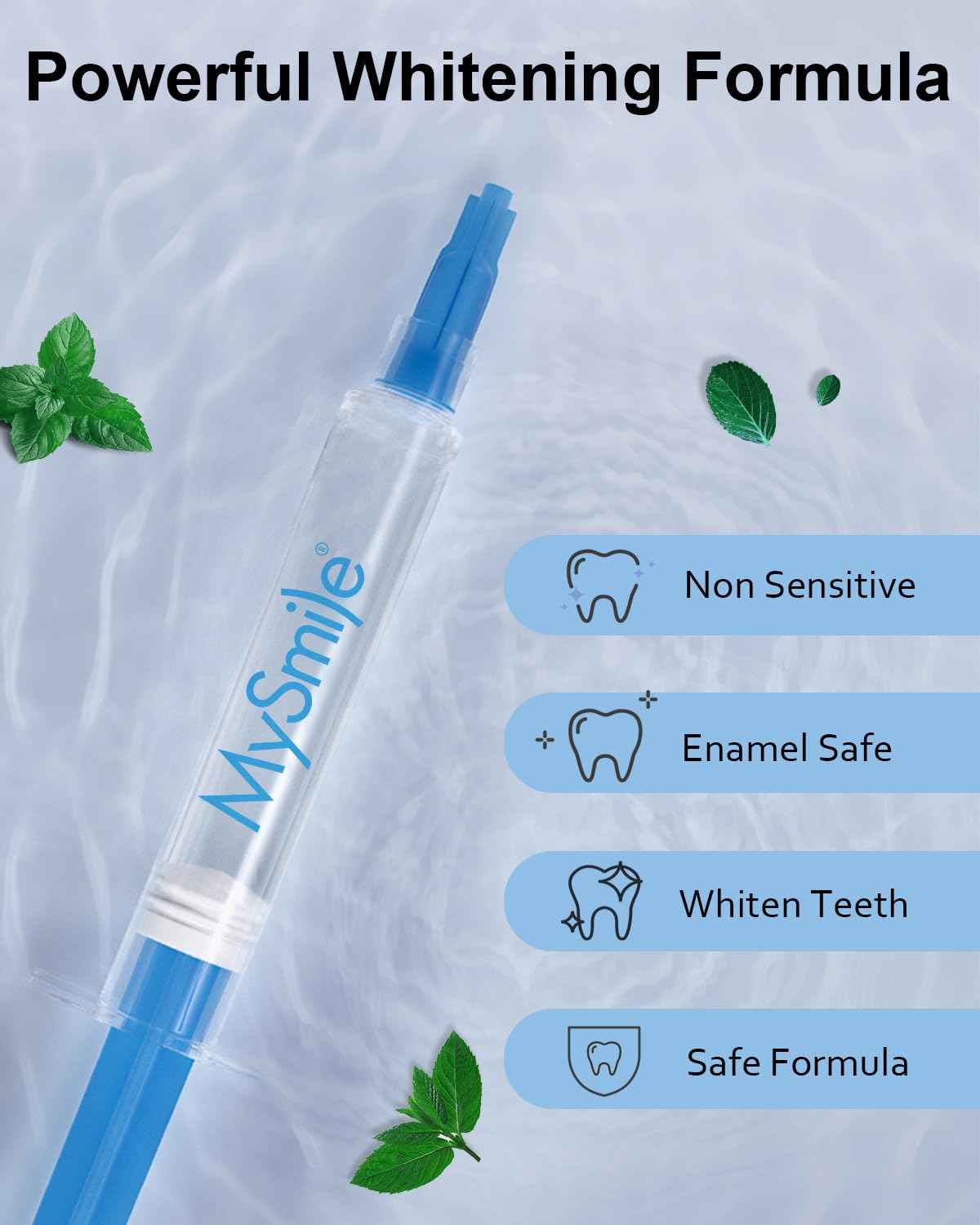 MySmile Teeth Whitening Gel Pen Refill Pack, 3 Non-Sensitive Teeth Whitening Pen, Deluxe Teeth Whitener Dental Grade Tooth Whitening Gel with Carbamide Peroxide for Home, 10 min Fast Result