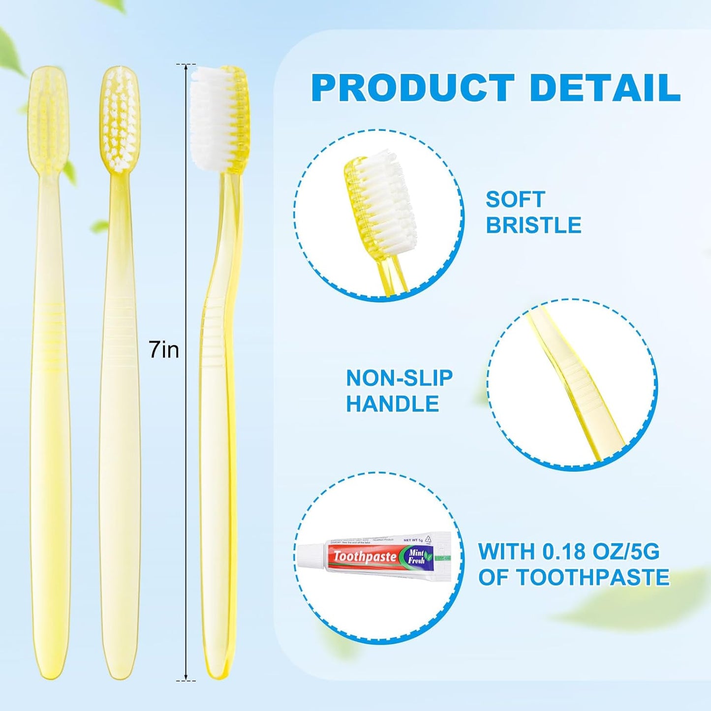 Disposable Toothbrush Set with Toothpaste - Individually Wrapped Travel Size Medium Soft Bristles | 200 Pack for Hotels, Travel & Donations