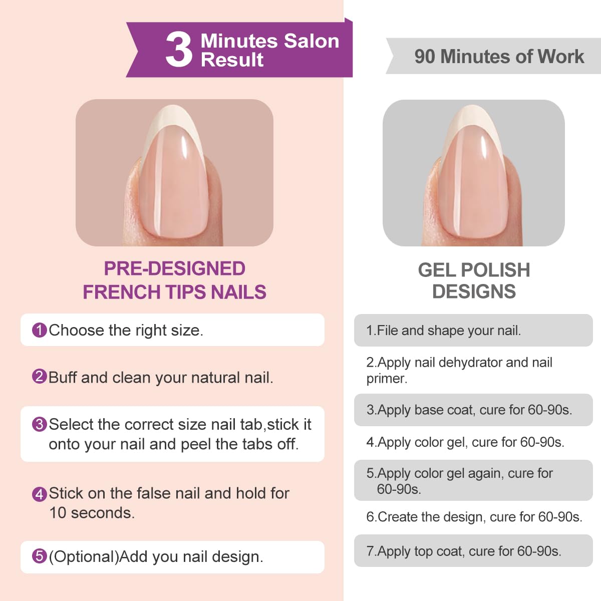 HPYFOI French Tip Press On Nails - 9 Colors, Short Almond, 216Pcs