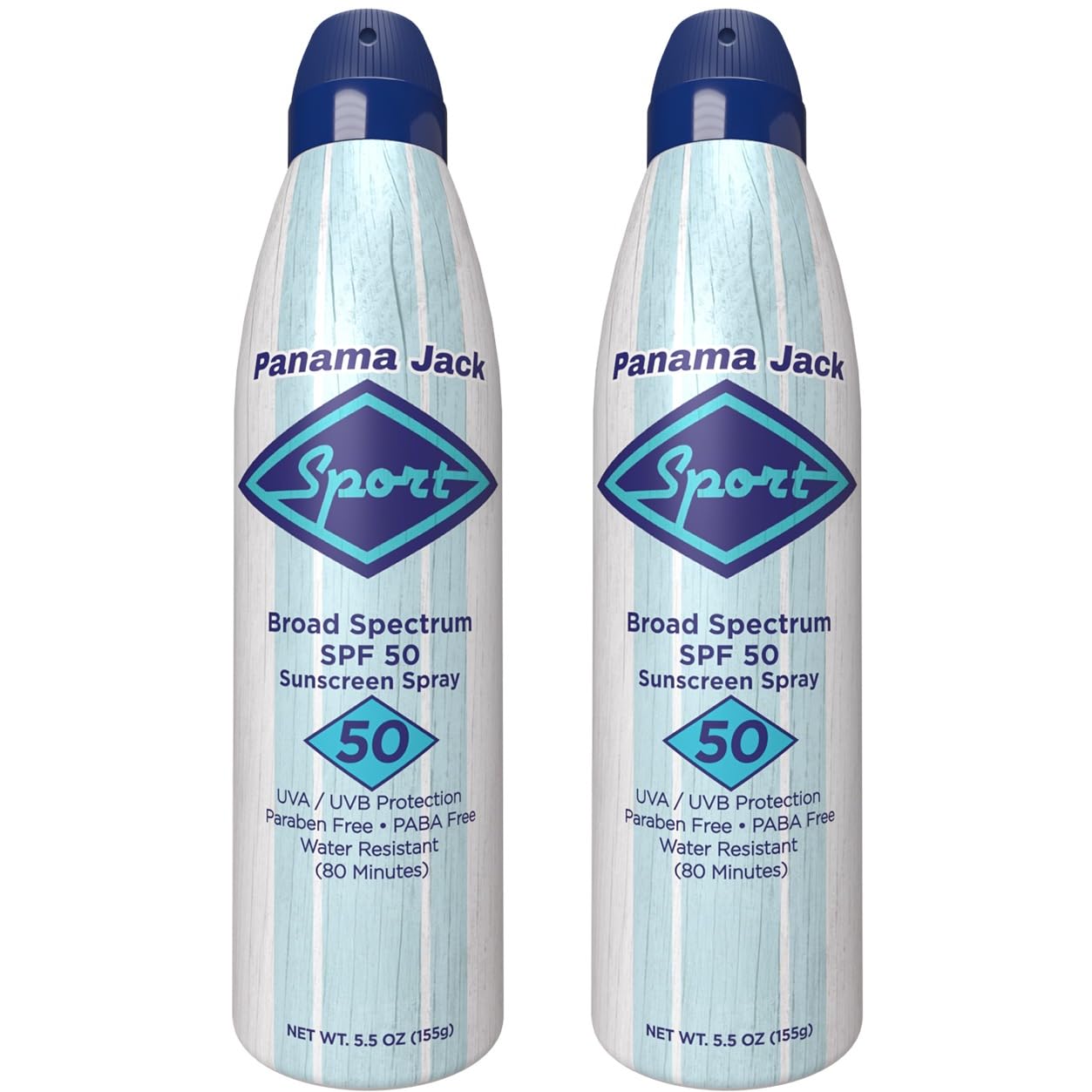 Panama Jack Sport Sunscreen Spray - SPF 50, Broad Spectrum UVA/UVB Protection, PABA, Paraben, Gluten & Cruelty Free, Water Resistant (80 Minutes), 5.5 OZ (Pack of 2)