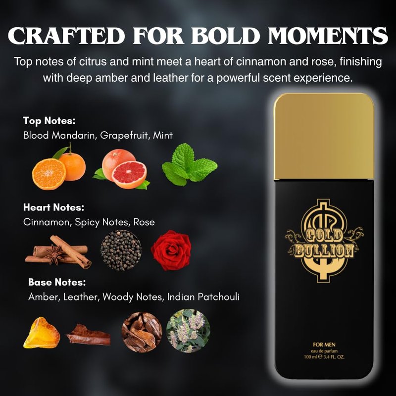 Sandora Fragrances Perfume for Men - INSPIRED by A WORLD RENOWNED MEN’S PERFUME - Grapefruit, Mint, Cinnamon, Leather - Spicy, Sensual, Fresh, Long-Lasting - Eau De Parfum 100 ml (3.4 fl oz)