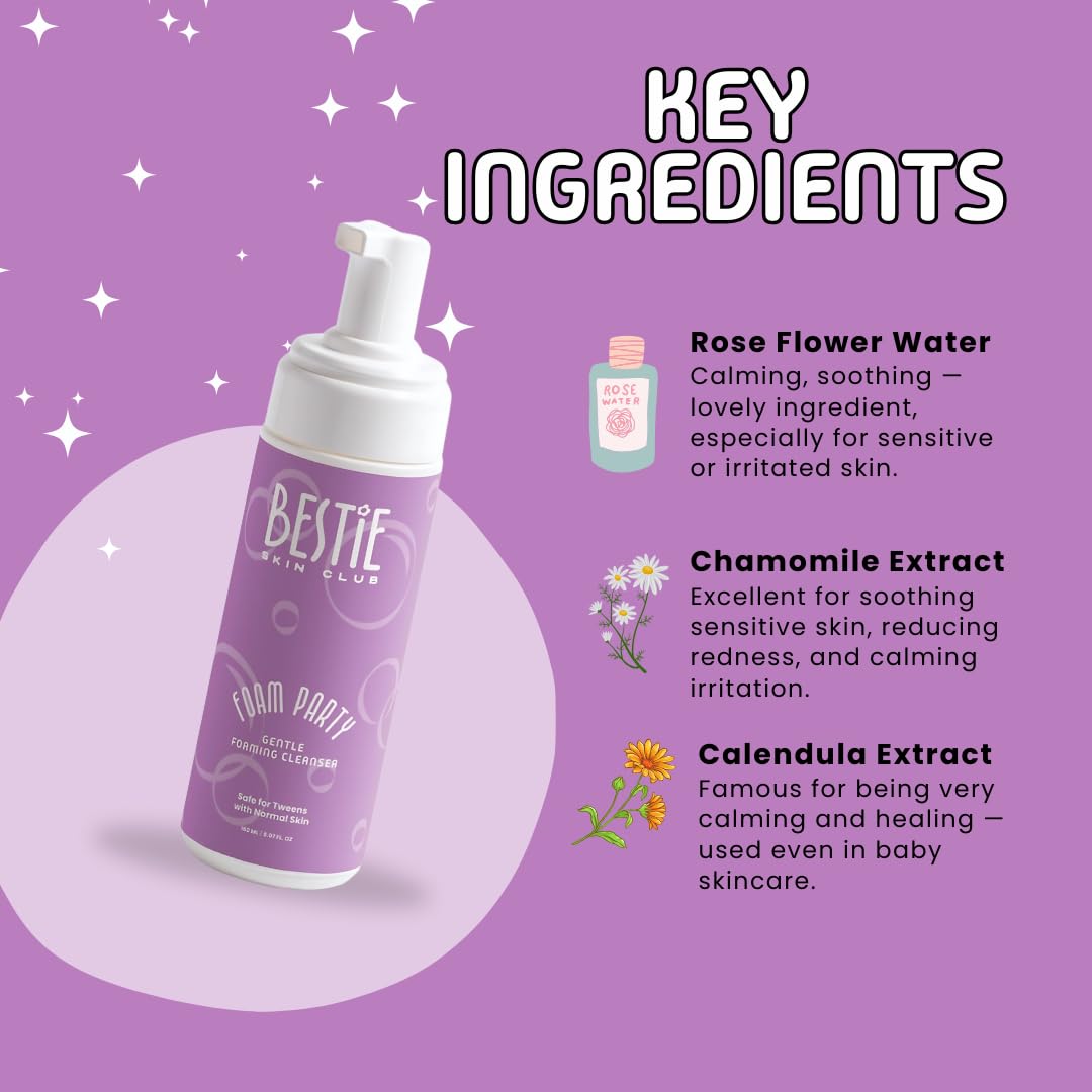 Bestie Skin Club Foam Party Facial Cleanser, Gentle Foaming Face Wash