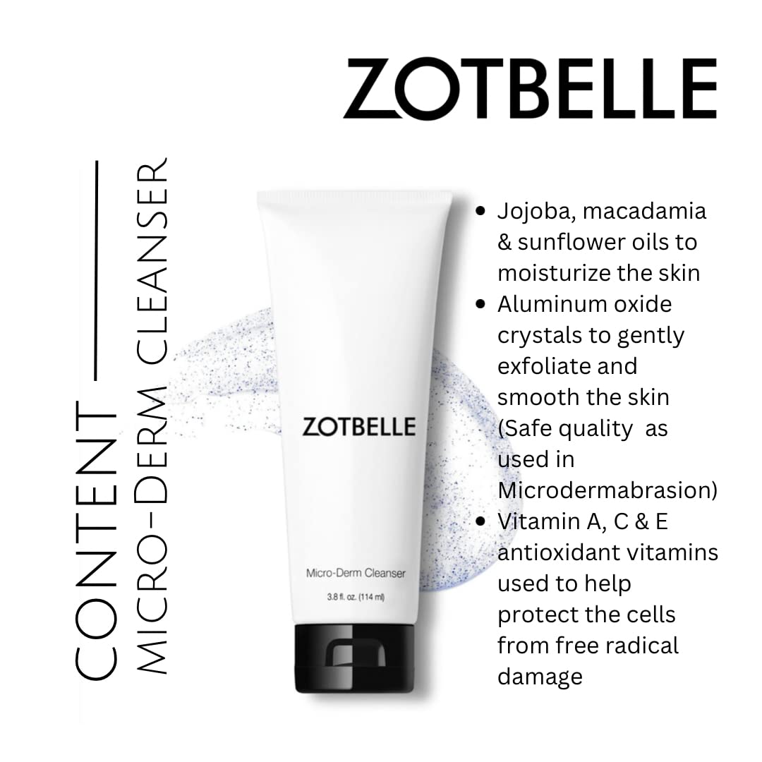 ZOTBELLE MICRO-DERM CLEANSER Gently Cleanses and Exfoliates to Remove Excess Oil and Unclog Pores.