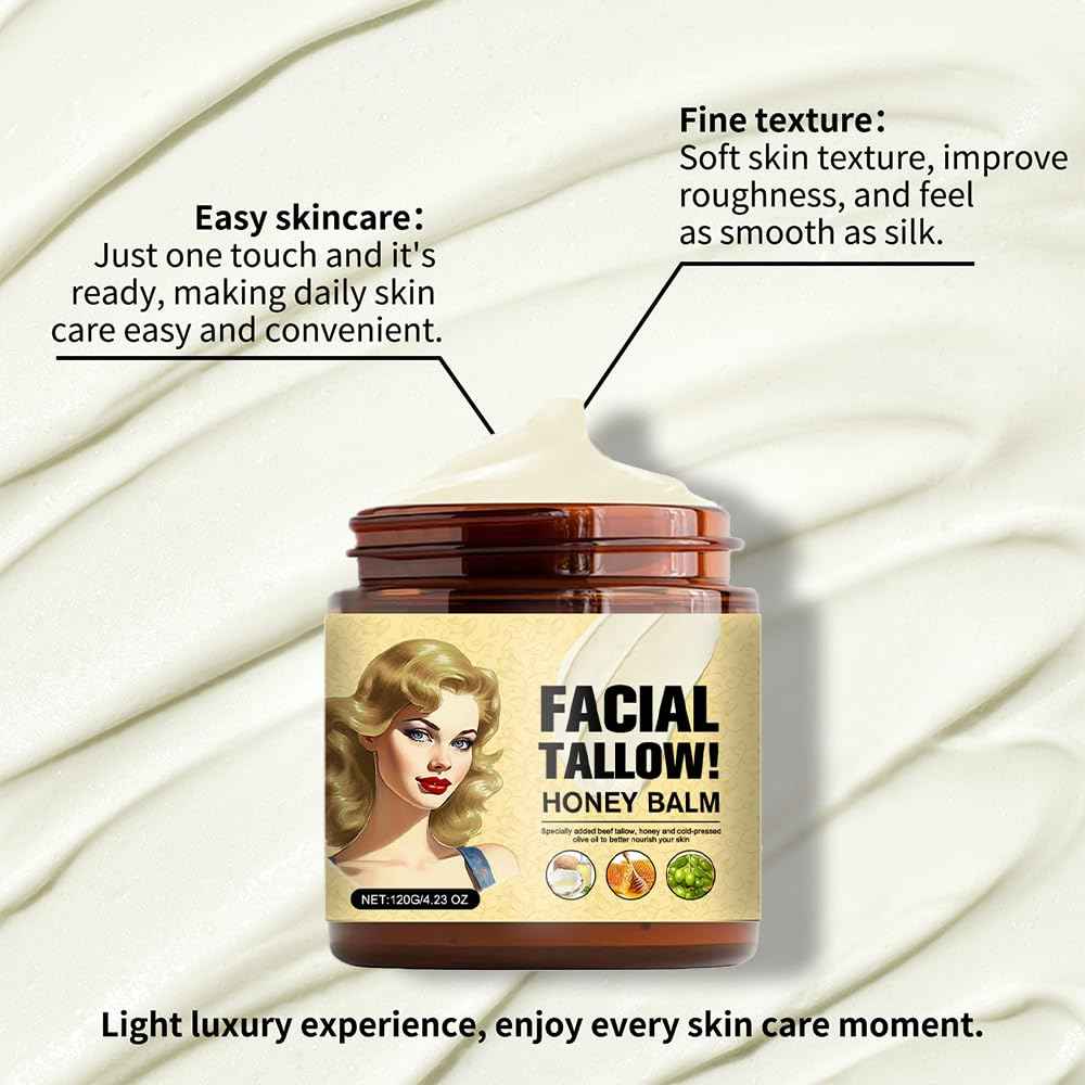 Cebo de Res Para la Cara Original, Beef Tallow for Skin, Tallow and Honey Balm, Whipped Tallow Honey Balm, Sebo de Res Para la Cara (1 pcs cebo de res)