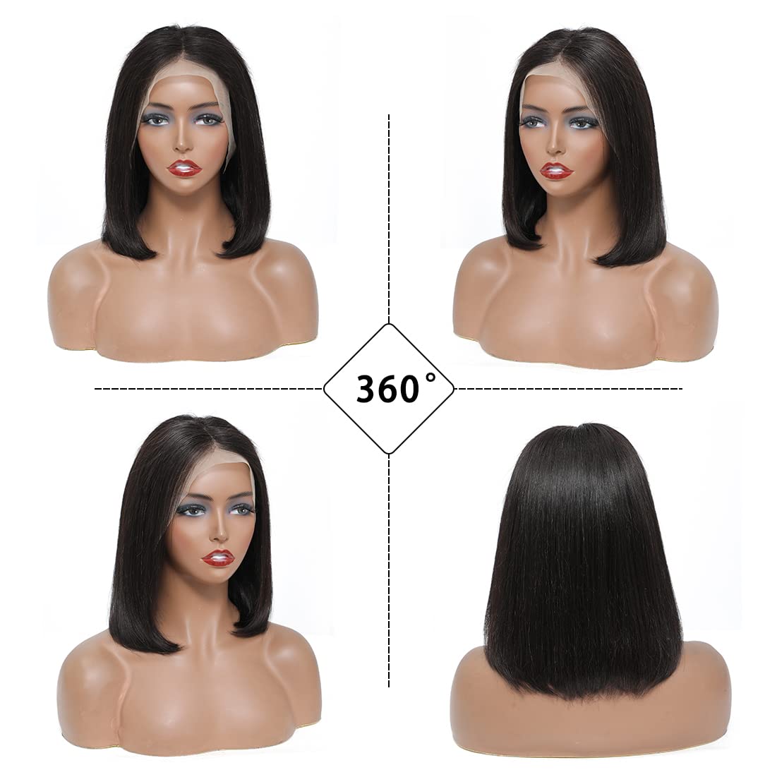 Straight Bob Wig Human Hair 13x4 Lace Front Wigs 200% Density Short Bob Wigs for Women HD Lace Front Wigs Human Hair Pre Plucked Short Wig Human Hair Natural Color 12inch