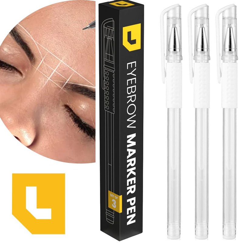 Eyebrow Microblading Marker Pen - 3pcs Felt Tip Position Mapping | White PMU Outline Tools