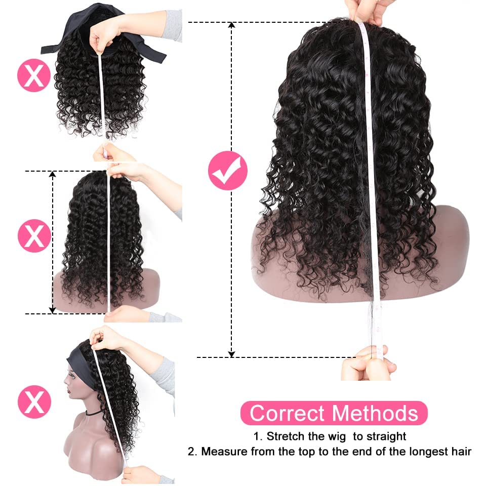 Headband Wig - 99J Burgundy Deep Wave | 10 Inch 180% Density Human Hair Wig
