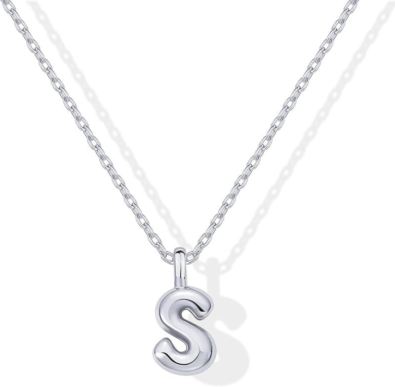PAVOI 14K Gold Plated Initial Letter Pendant Necklace - Dainty Chunky Design for Women
