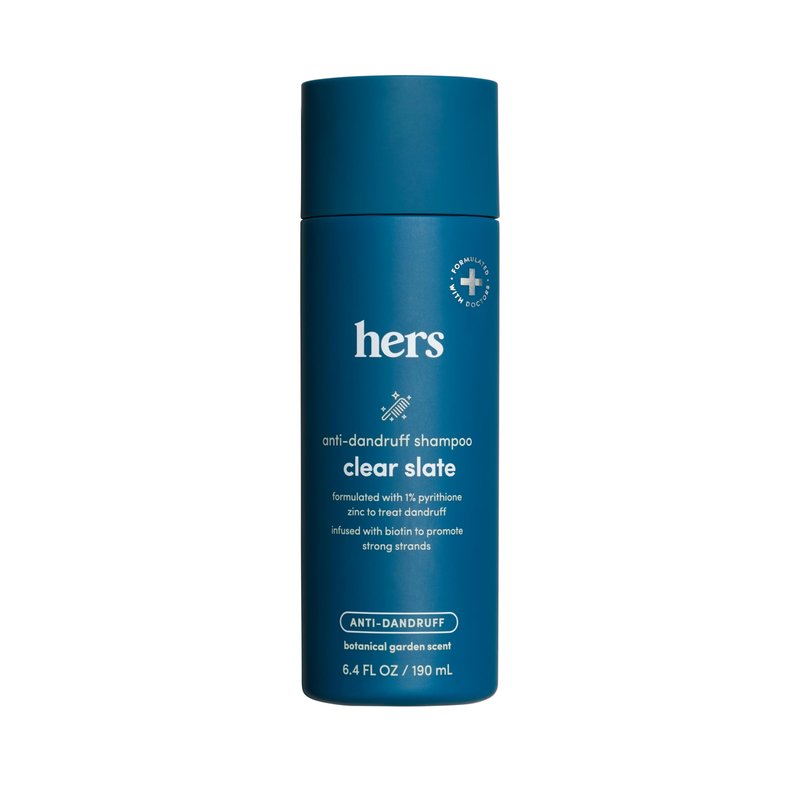 hers Clear Slate Anti Dandruff Shampoo, 2 Pack - Pyrithione Zinc 1% Shampoo with Biotin - For Dry, Itchy Scalp - Paraben Free and Sulfate Free - Botanical Garden - 2 x 6.4 fl oz