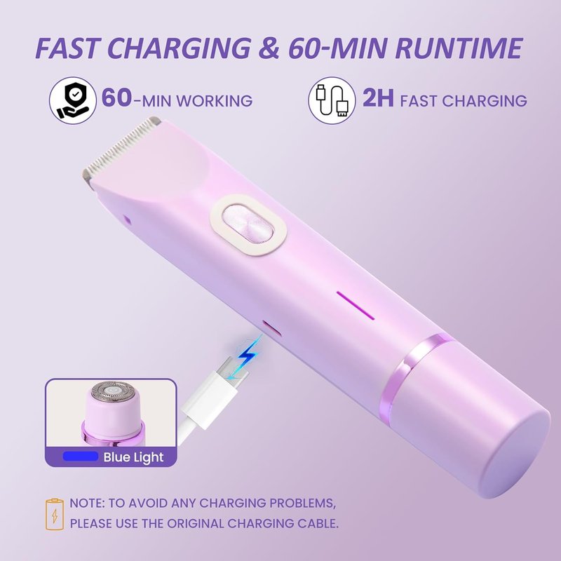 Bikini Trimmer for Women - 2-in-1 Cordless Electric Razor | Hypoallergenic, Waterproof, Wet & Dry Use