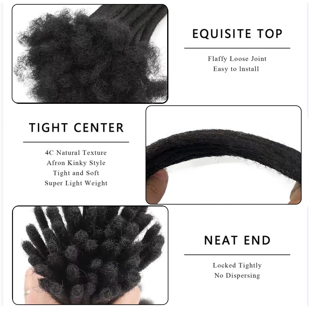 Loc Extension Human Hair 0.4cm Width 6inch 40 Strands 100% FUll Handmade Permanent Dreadlock Extension Human Hair for Women/Men/Kids Can Be Dyed Bleached Curled (Width 0.4cm Natual Black)