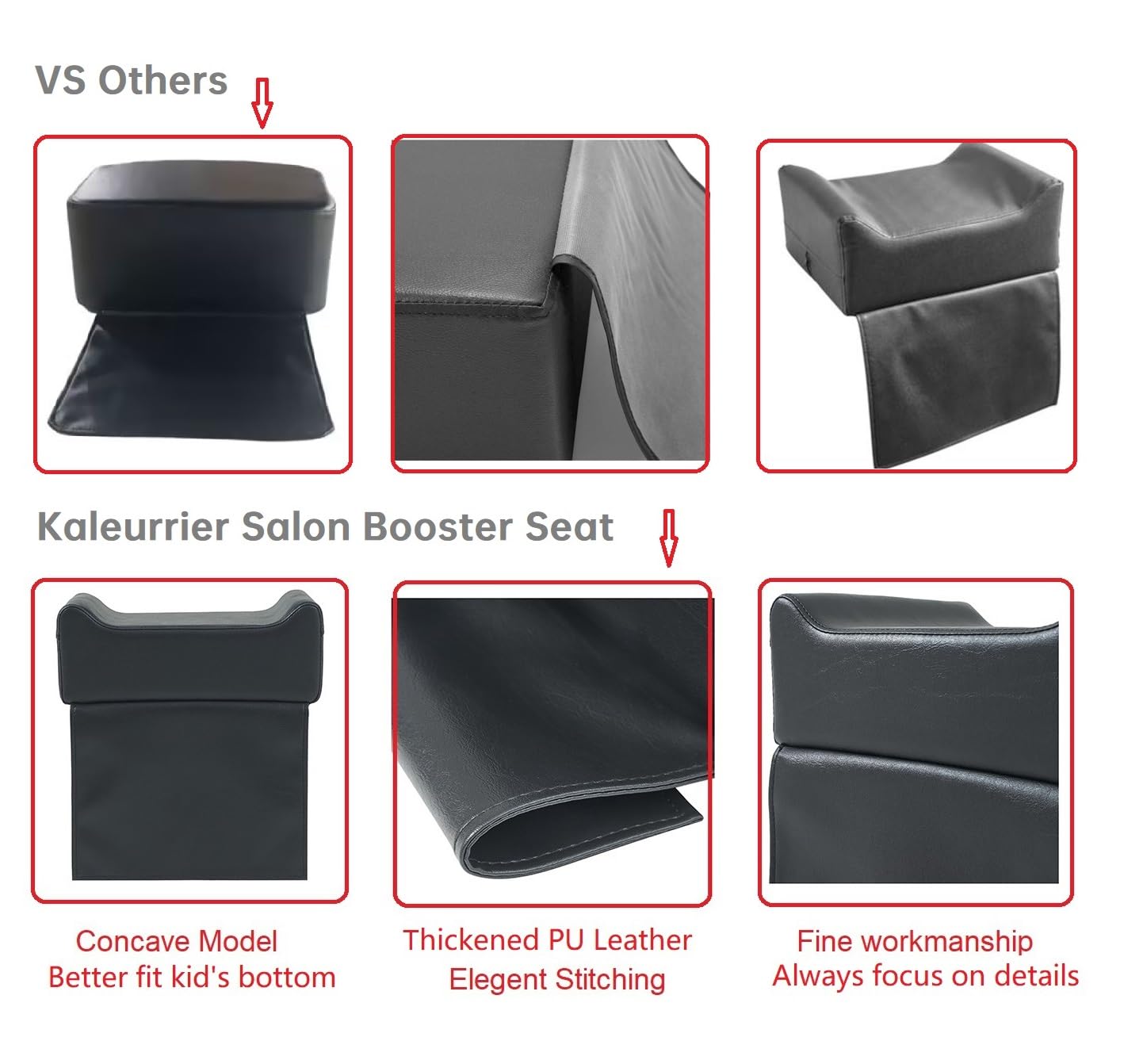 Kaleurrier Barber Chair Booster Seat for Kids - Portable Height Increasing Cushion for Salon Chairs - Barbershop Equipment for Stylist