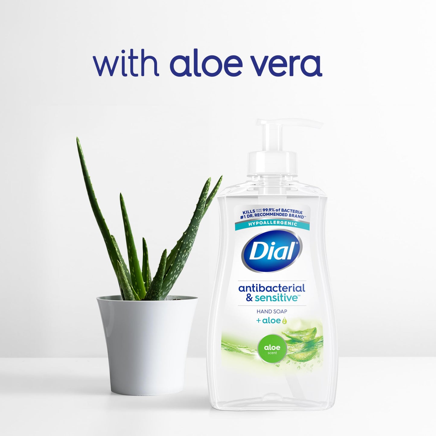 Dial Antibacterial Defense Liquid Hand Soap + Aloe, Aloe Scent, 11 Fl Oz (Pack of 12), Dermatologist-Tested Hand Wash, Gentle Formula