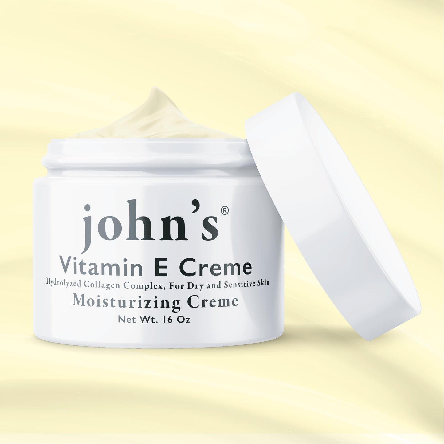John's Vitamin E, A & D Collagen Cream – 16 oz Aloe-Enriched Moisturiser for Face & Body – Nourishing Vitamin E Skin Cream for Dry, Sensitive Skin