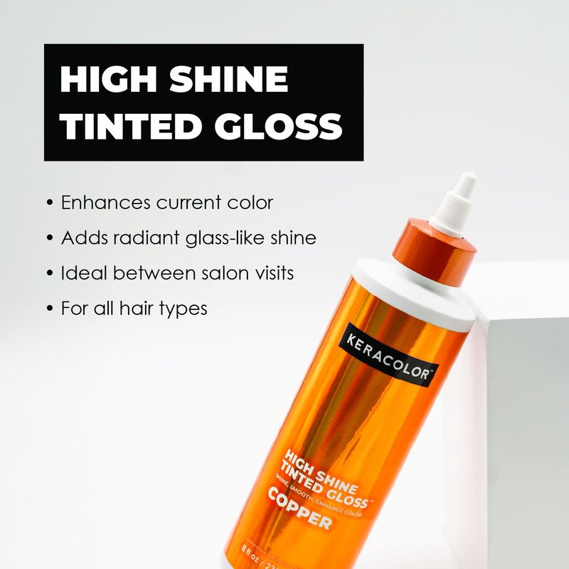 Keracolor High Shine Tinted Hair Gloss - In-Shower Color-Enhancing Treatment | Copper, 8 Fl Oz