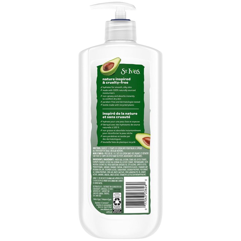 St. Ives Hand & Body Lotion, Hydrating Vitamin E & Avocado Oil 4-Pack – 24H Moisturizer for Dry Skin, 20.28 Oz Ea