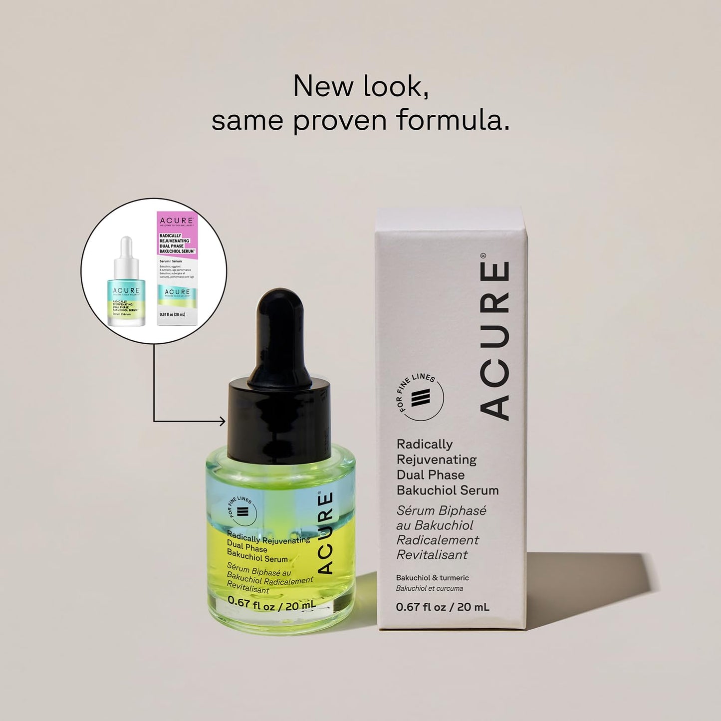Acure Radically Rejuvenating Dual Phase Bakuchiol Serum - Bakuchiol Oil Serum for Face, Anti Aging Retinol Alternative for Wrinkles & Fine Lines, Cold Pressed Botanical Oils, 0.67 fl oz (2 Pack)