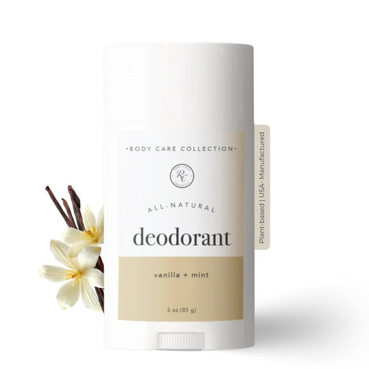 Rowe Casa Organics Vanilla + Mint Natural Aluminum Free Deodorant for Men and Women, Sweet and Refreshing Paraben-Free Deodorant Stick with Therapeutic-Grade Essential Oils, 2.75 oz