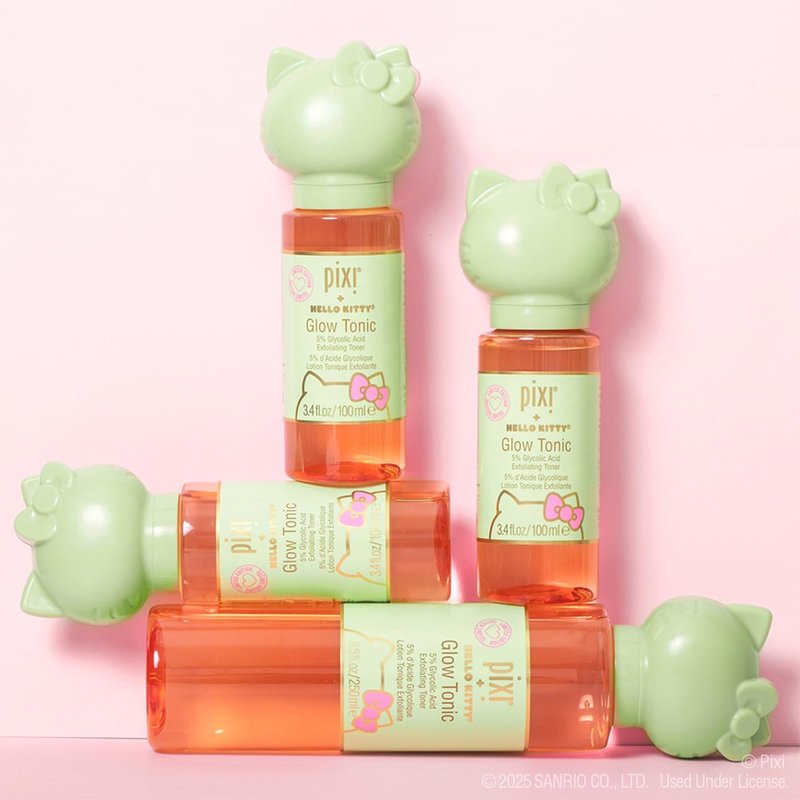 Pixi+ Glow Tonic with Hello Kitty - Exfoliating Toner for Radiant Skin | 250 ml / 8.5 fl oz