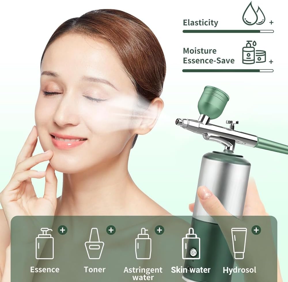 Oxygen Facial Machine - Portable Rechargeable Facial Steamer for Skin Rejuvenation | Green Color